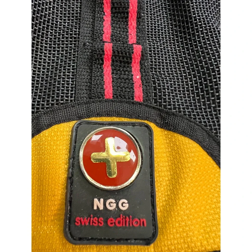 NGG Swiss Edition Backpack Black Yellow Lunch Box Cooler Travel‎ Daypack Bag